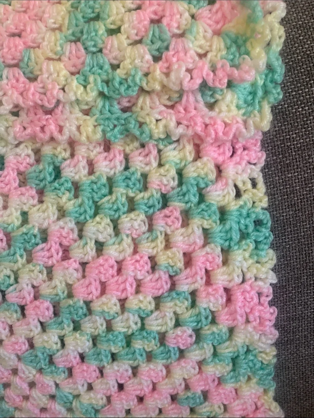 36” x 36” Handmade Crocheted Pastel Blanket Throw - Pink, Mint & Yellow